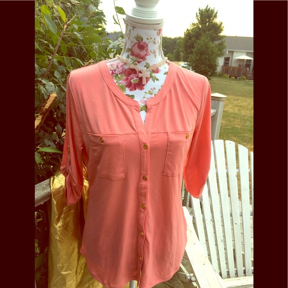 Ellen Tracy Tops - Ellen Tracy Convert/ Sleeved Button-up Top SzM